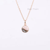 Pink Opal Copper 12mm Round Gemstone Necklace, 925 Sterling Silver Rose Gold Plated Necklace, Bridesmaid Necklace, Anniversary Gift Necklace